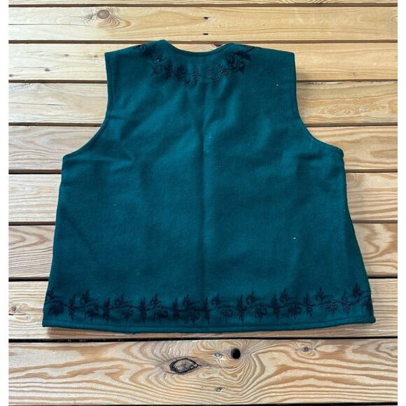 Ganesh Himal Wool Vest Size Large Women’s Green Button Front - Picture 2 of 6